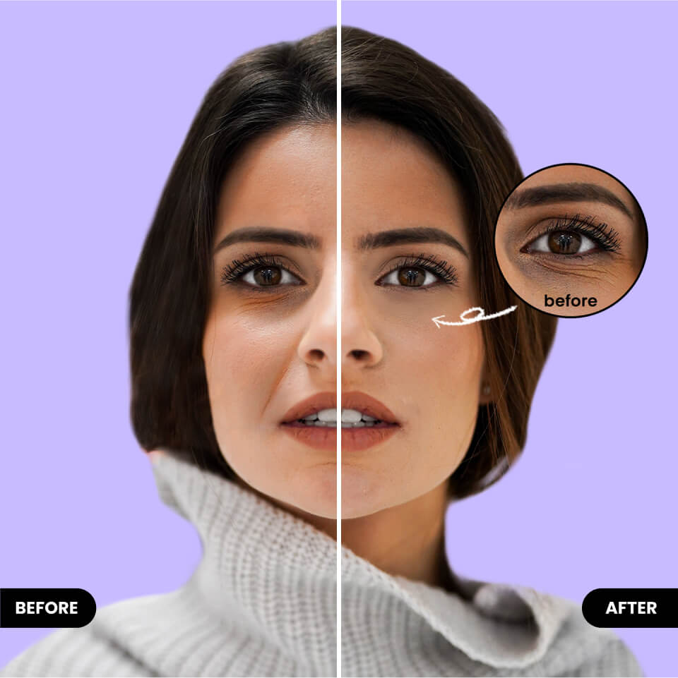 BeautyPlusでレタッチツールを使って目を輝かせる