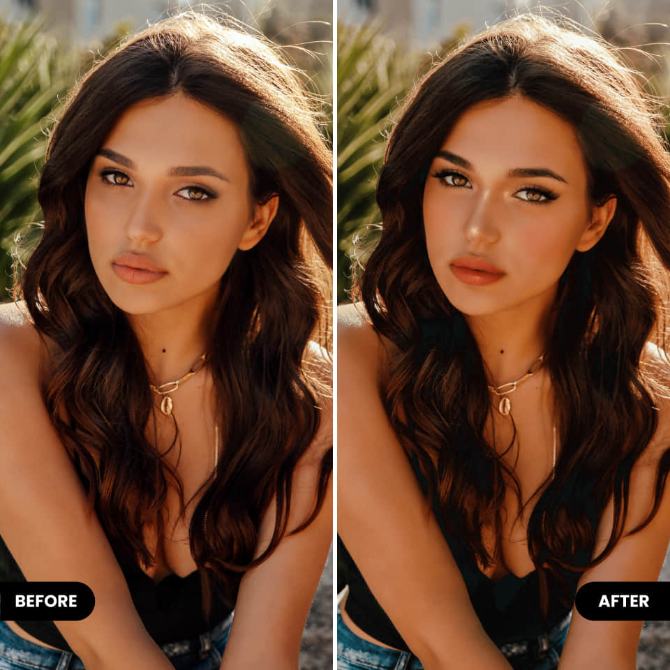 before and after photo of BeautyPlus makeup looks