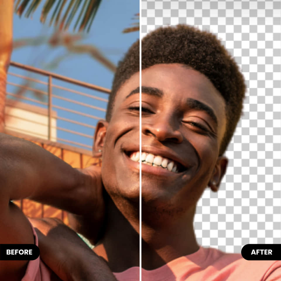 a simile man with Transparent Image background with BeautyPlus background remover