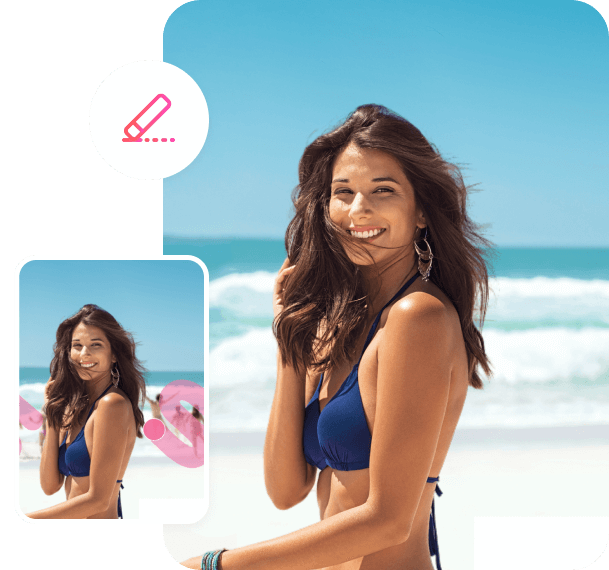 remove objects from a beach photo with BeautyPlus