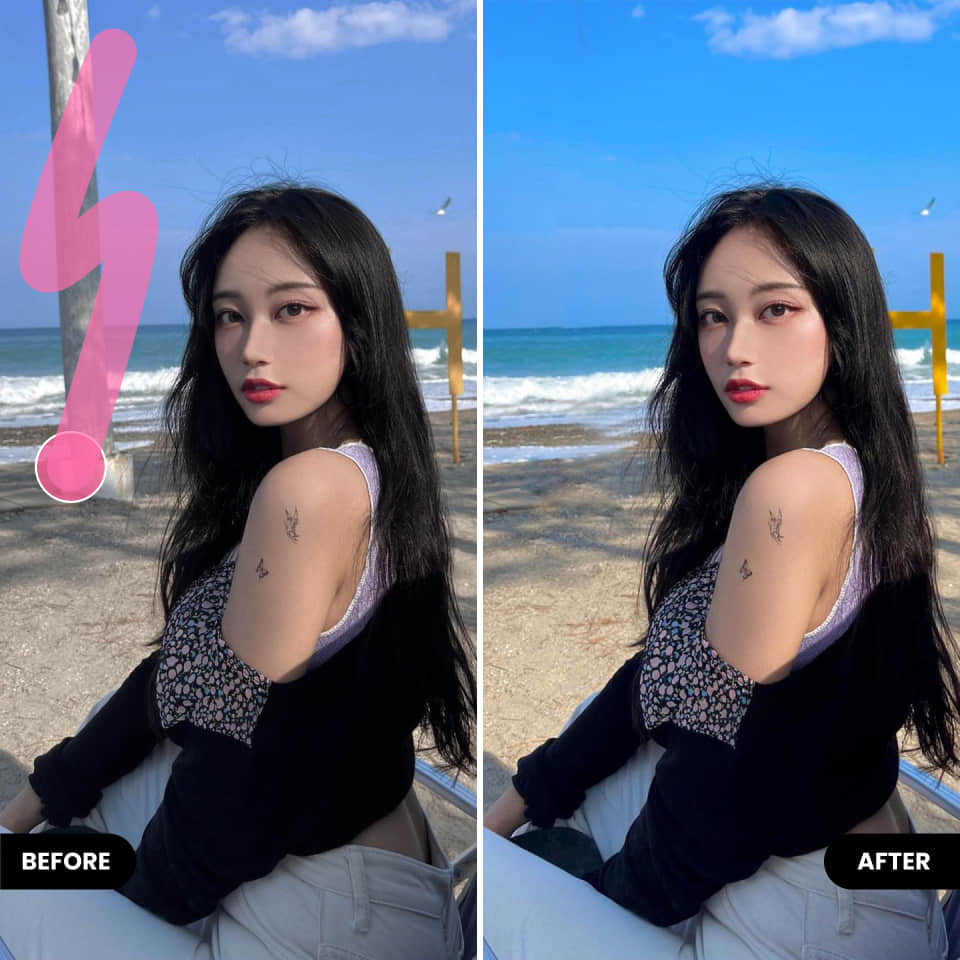 Remove Background Clutter from photo with BeautyPlus