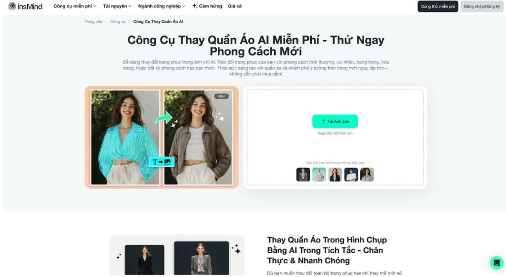 AI Clothes Changer-Trang web Insmind