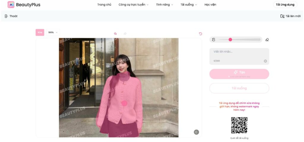 BeautyPlus AI Replace-Chọn đối tượng cần thay trang phục