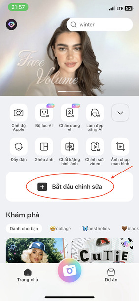 BeautyPlus-chọn ảnh bạn muốn chỉnh sửa lại quang cảnh bầu trời