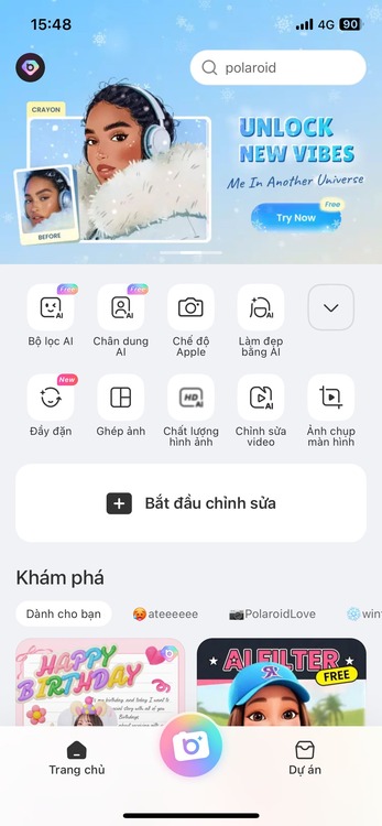 Giao diện app BeautyPlus