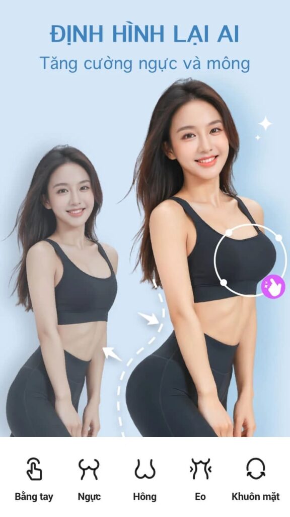 Giao diện app chỉnh body miễn phí Body Editor