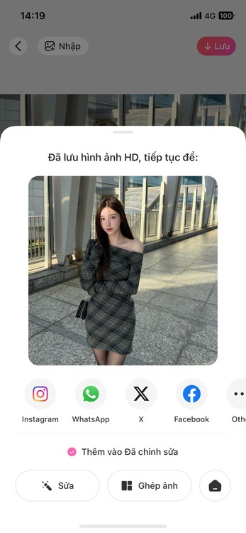 Lưu ảnh sau khi resize ảnh với BeautyPlus