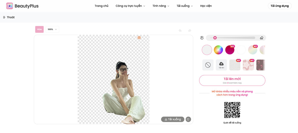 beautyplus online-Dùng BeautyPlus để xóa nền ảnh
