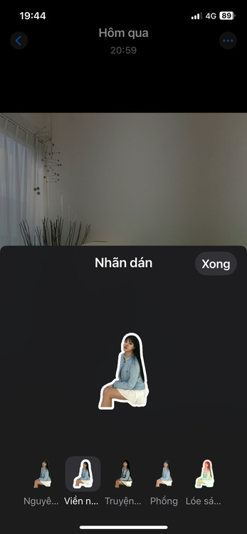 iphone-Chọn hiệu ứng nhãn dán