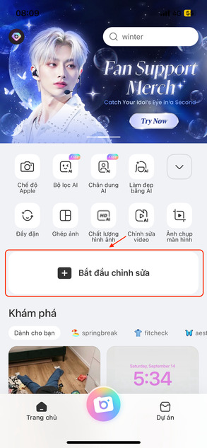 BeautyPlus-Mở ứng dụng app