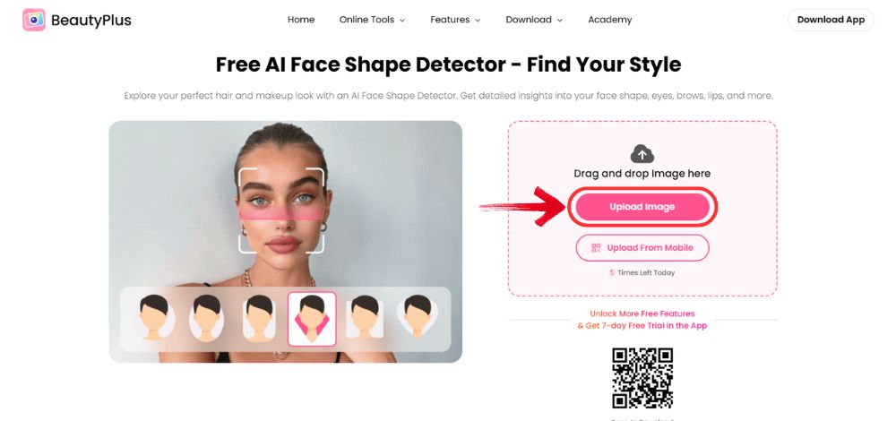 BeautyPlus Online-upload image to detect