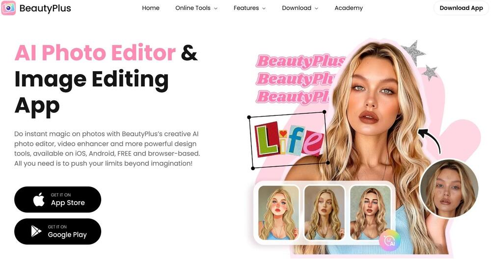 BeautyPlus online-homepage